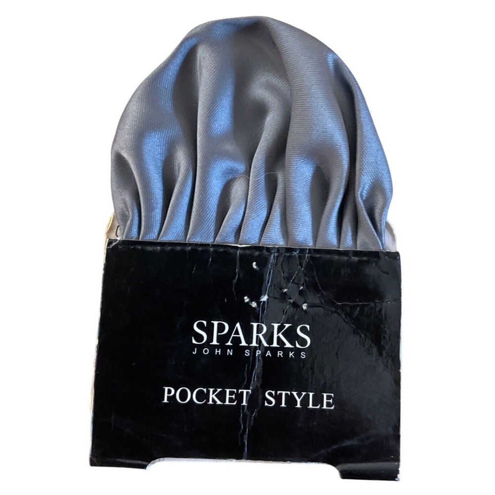 Vintage John Sparks Pocket Square Pre-Folded Silver Grey Dapper Formal Wedding